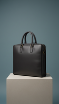 Deep Charcoal Leather Briefcase