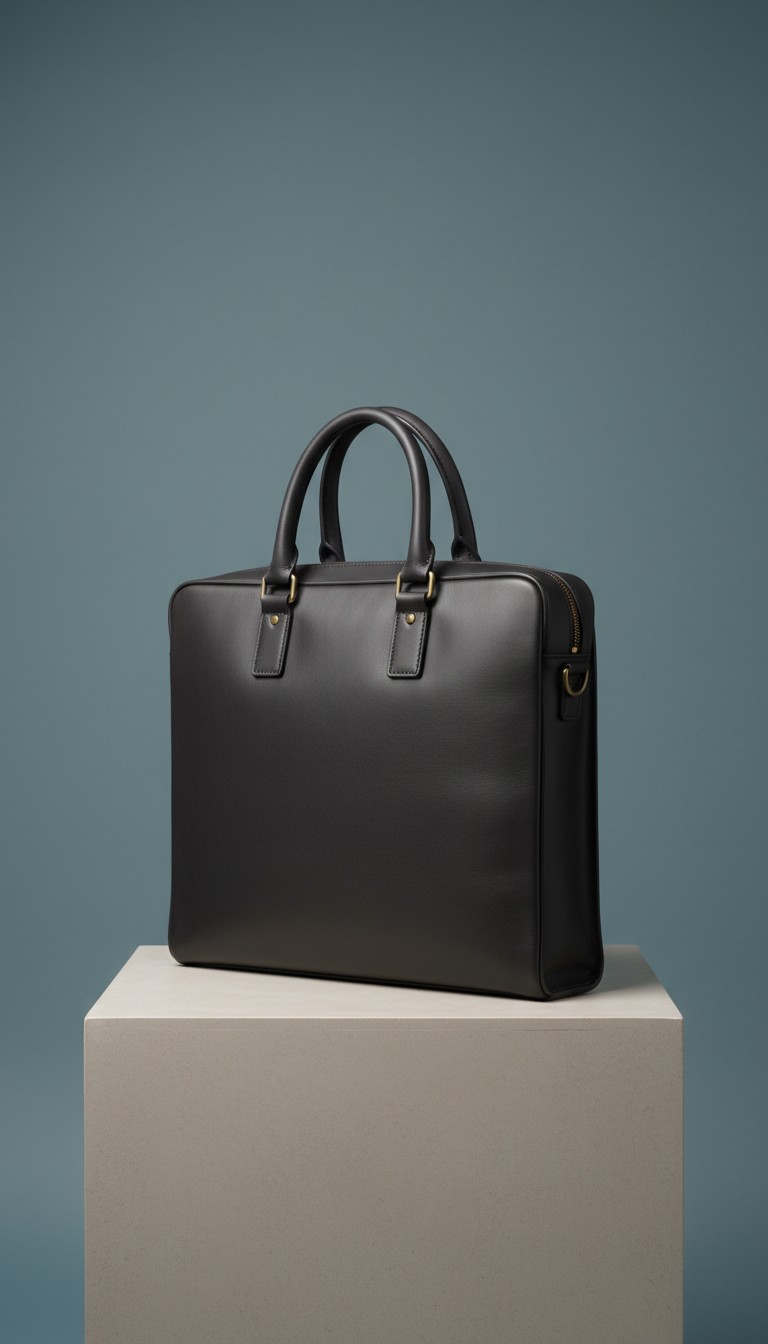 Deep Charcoal Leather Briefcase