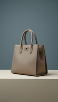Structured Taupe Leather Tote Bag